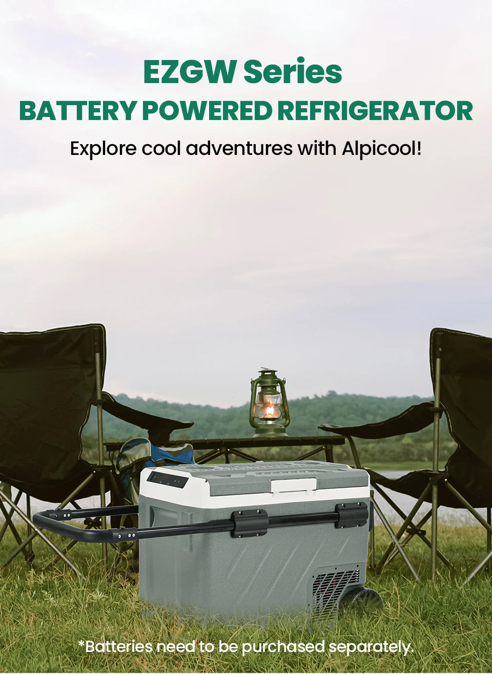 Alpicool-Mini réfrigérateur de voiture portable, refroidisseur à compresseur, EZGW, 40L, 50L, 60L, 12 V, 24V DC, 100 V-240V AC, congélateur pour camping, barbecue Planète Rando