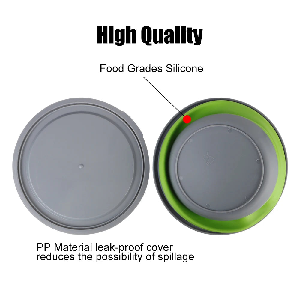 Boîte à déjeuner pliante, ensembles de bols en Silicone 3 pièces/ensemble, récipient alimentaire, ensemble de vaisselle, bol à salade pliable avec couvercle Portable Planète Rando