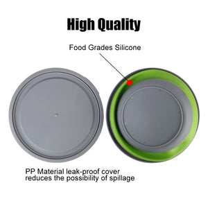 Boîte à déjeuner pliante, ensembles de bols en Silicone 3 pièces/ensemble, récipient alimentaire, ensemble de vaisselle, bol à salade pliable avec couvercle Portable Planète Rando