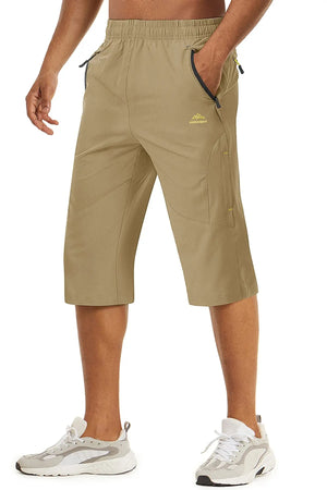 TACVASEN-Short capri d'été pour homme, vêtement long à séchage rapide, pour randonnée, camping, montagne, travail, poche zippée, pêche en plein air, 3/4 Planète Rando