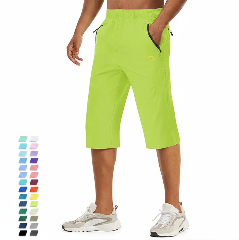 TACVASEN-Short capri d'été pour homme, vêtement long à séchage rapide, pour randonnée, camping, montagne, travail, poche zippée, pêche en plein air, 3/4 Planète Rando