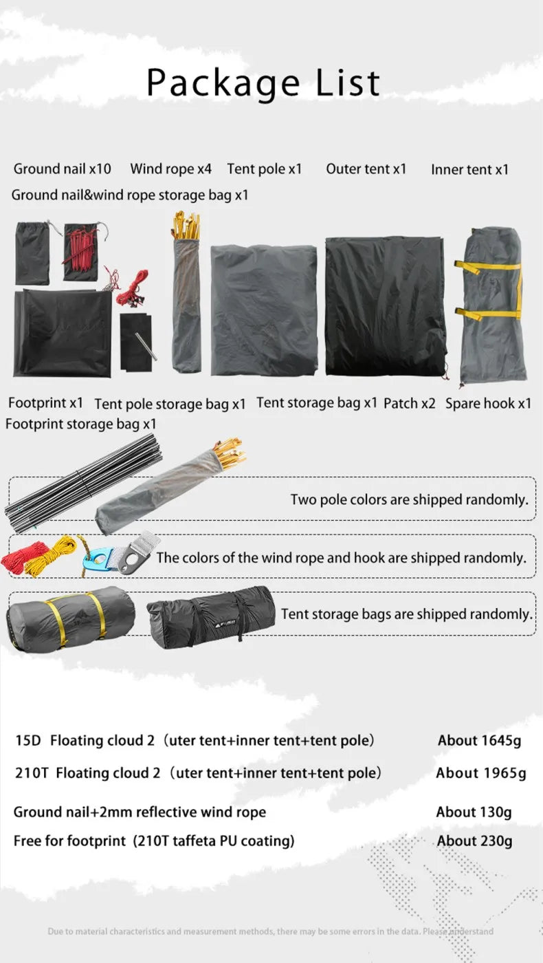 3F UL Gear – tente de Camping en plein air, nuage flottant, 3-4 saisons, 15D, ultralégère, revêtement en silicone, étanche, pour la chasse Planète Rando