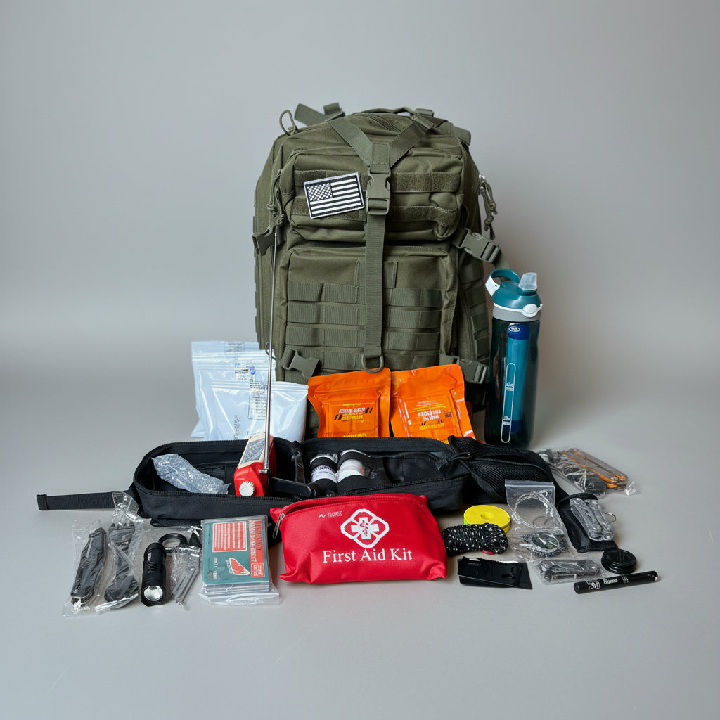 Sac d'évacuation / kit de secours 48H-72H pour 1 personne "Planète-Rando - Survie First"