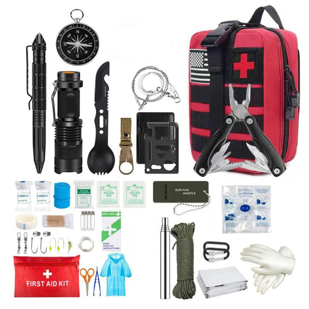 Kit de survie / trousse premiers secours avec pochette Molle "Sanke Rescue - Edc survival kit"