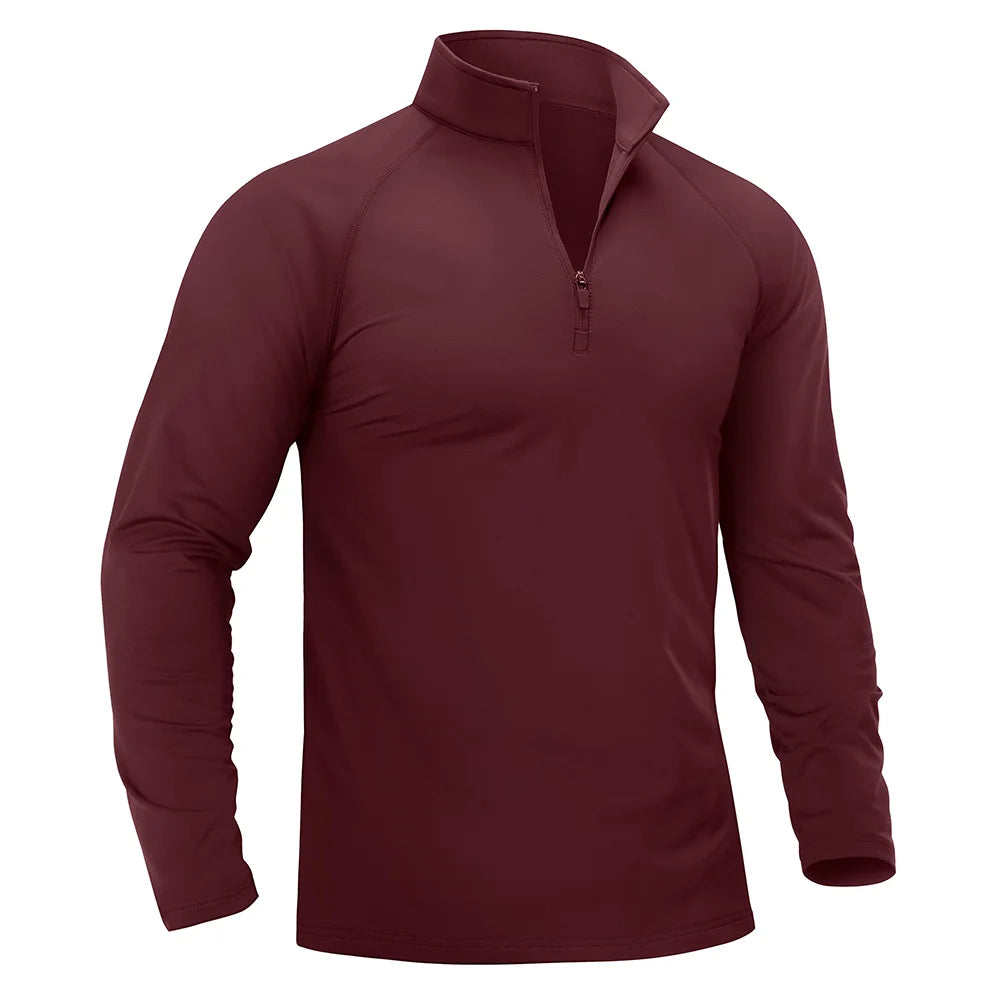 T-shirt thermique / sweat-shirt polaire à fermeture éclair 1/4 et manches longues pour homme "TACVASEN - TS321"