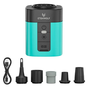 Pompe à air portable ETENWOLF AIR 3 avec 2600 mAh et lampe de camping – Gonflage et dégonflage pour matelas gonflables et articles de piscine. ETENWOLF