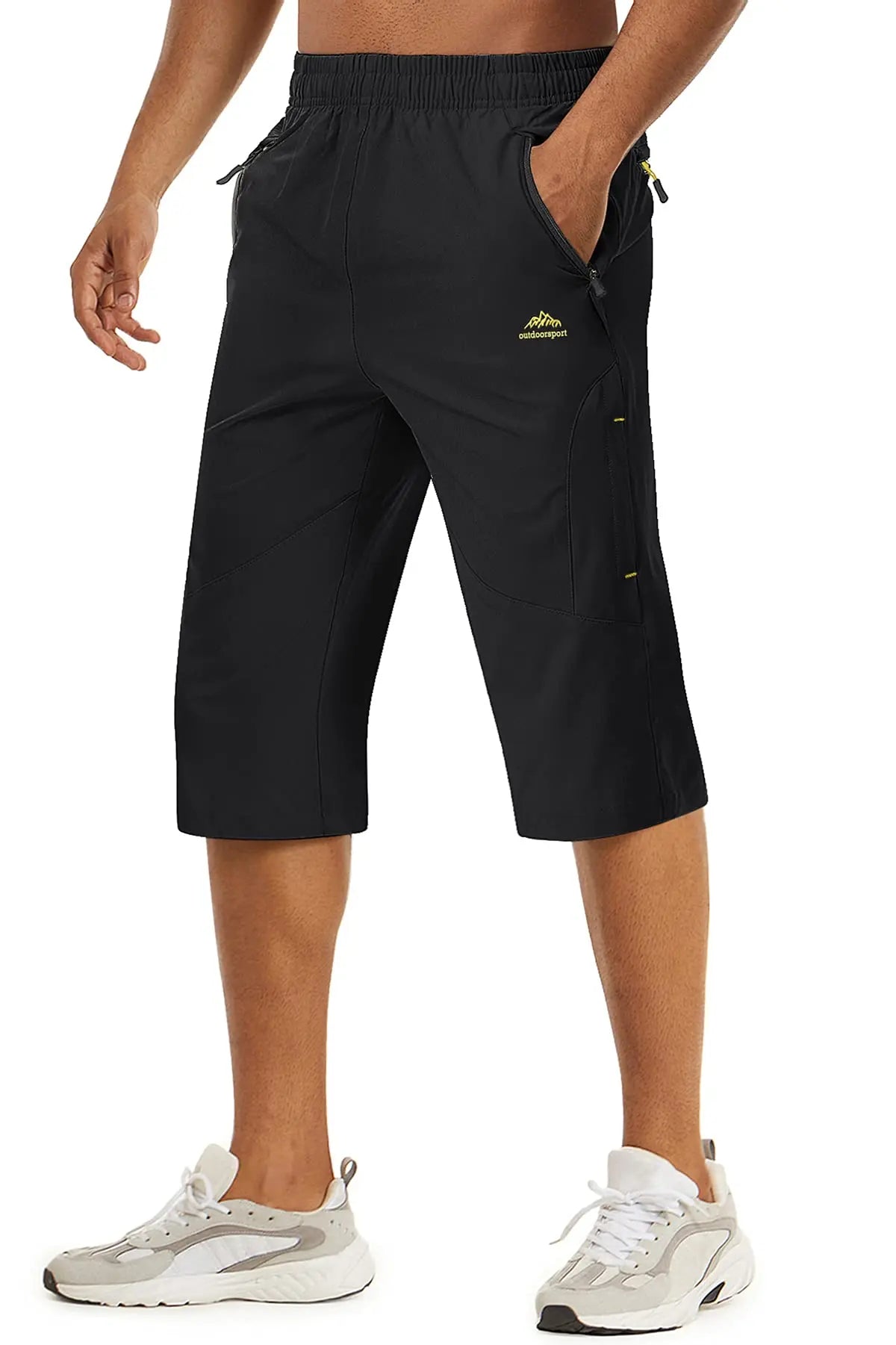TACVASEN-Short capri d'été pour homme, vêtement long à séchage rapide, pour randonnée, camping, montagne, travail, poche zippée, pêche en plein air, 3/4 Planète Rando