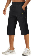 TACVASEN-Short capri d'été pour homme, vêtement long à séchage rapide, pour randonnée, camping, montagne, travail, poche zippée, pêche en plein air, 3/4 Planète Rando