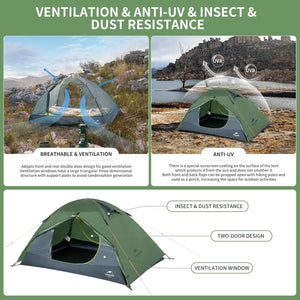 Tente ultralégère Naturehike 20D pour 2 personnes, imperméable PU4000mm, tentes de trekking, abri pour randonnée, tente de voyage Planète Rando