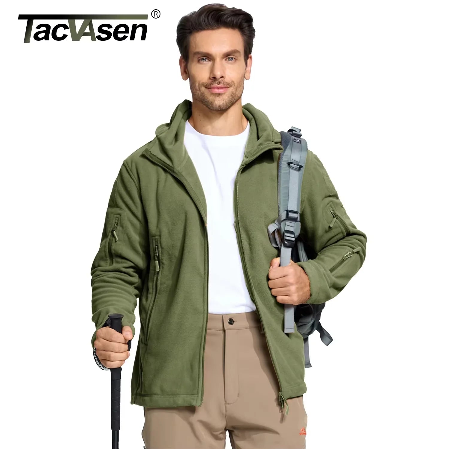 Softshell / polaire à capuche tactique et imperméable pour homme "TACVASEN - TJ004"