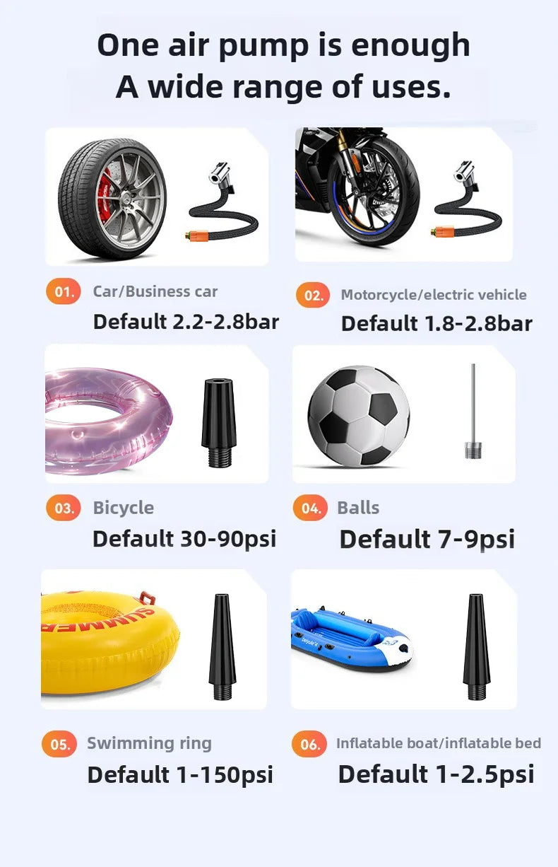 EAFC voiture sans fil pompe à Air compresseur d'air pneu boule gonfleur lumière LED Mini pneu gonfleur électrique pour voiture motos balles Planète Rando