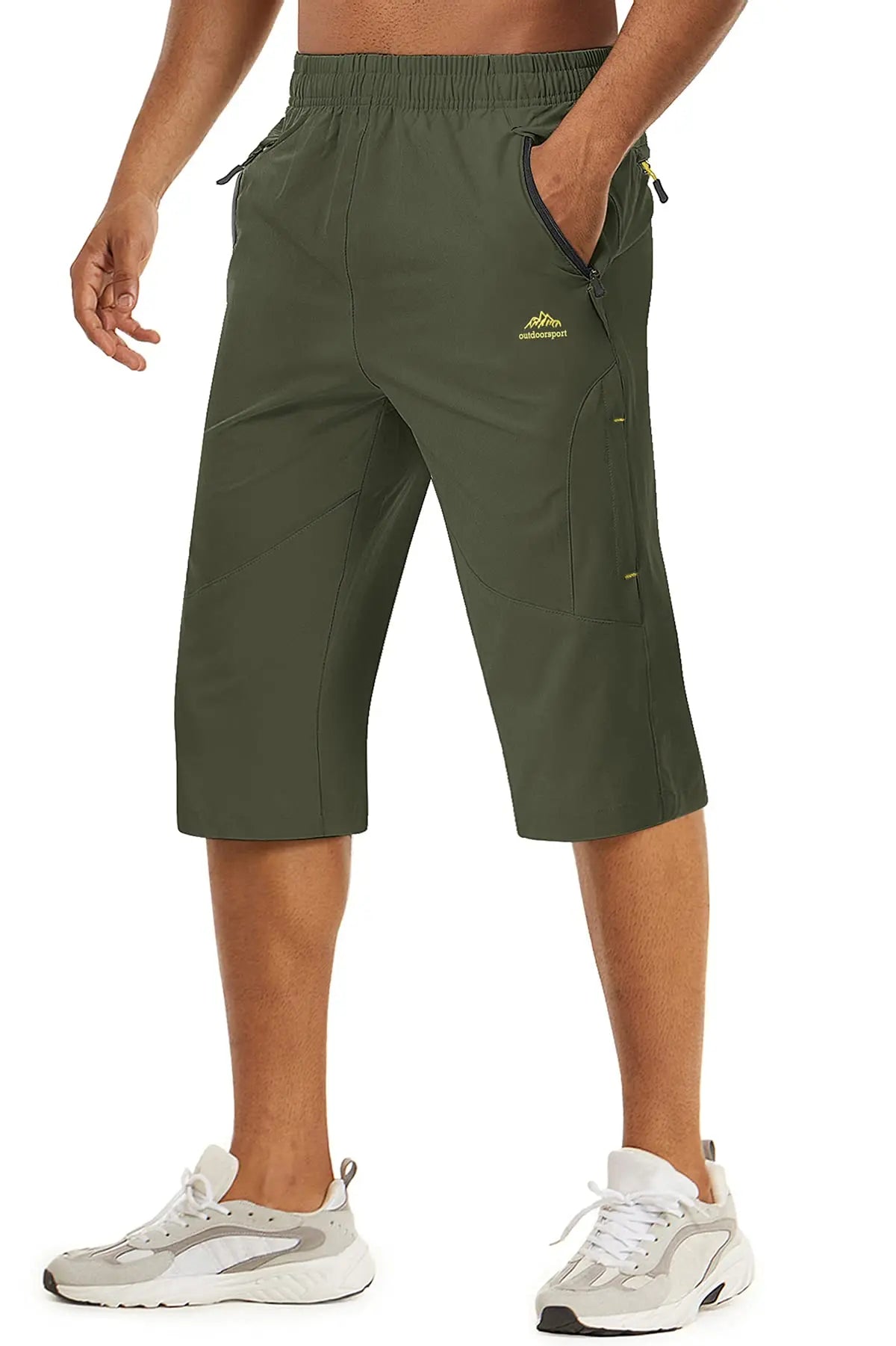 TACVASEN-Short capri d'été pour homme, vêtement long à séchage rapide, pour randonnée, camping, montagne, travail, poche zippée, pêche en plein air, 3/4 Planète Rando