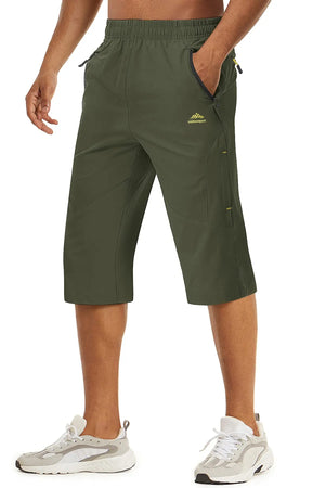 TACVASEN-Short capri d'été pour homme, vêtement long à séchage rapide, pour randonnée, camping, montagne, travail, poche zippée, pêche en plein air, 3/4 Planète Rando