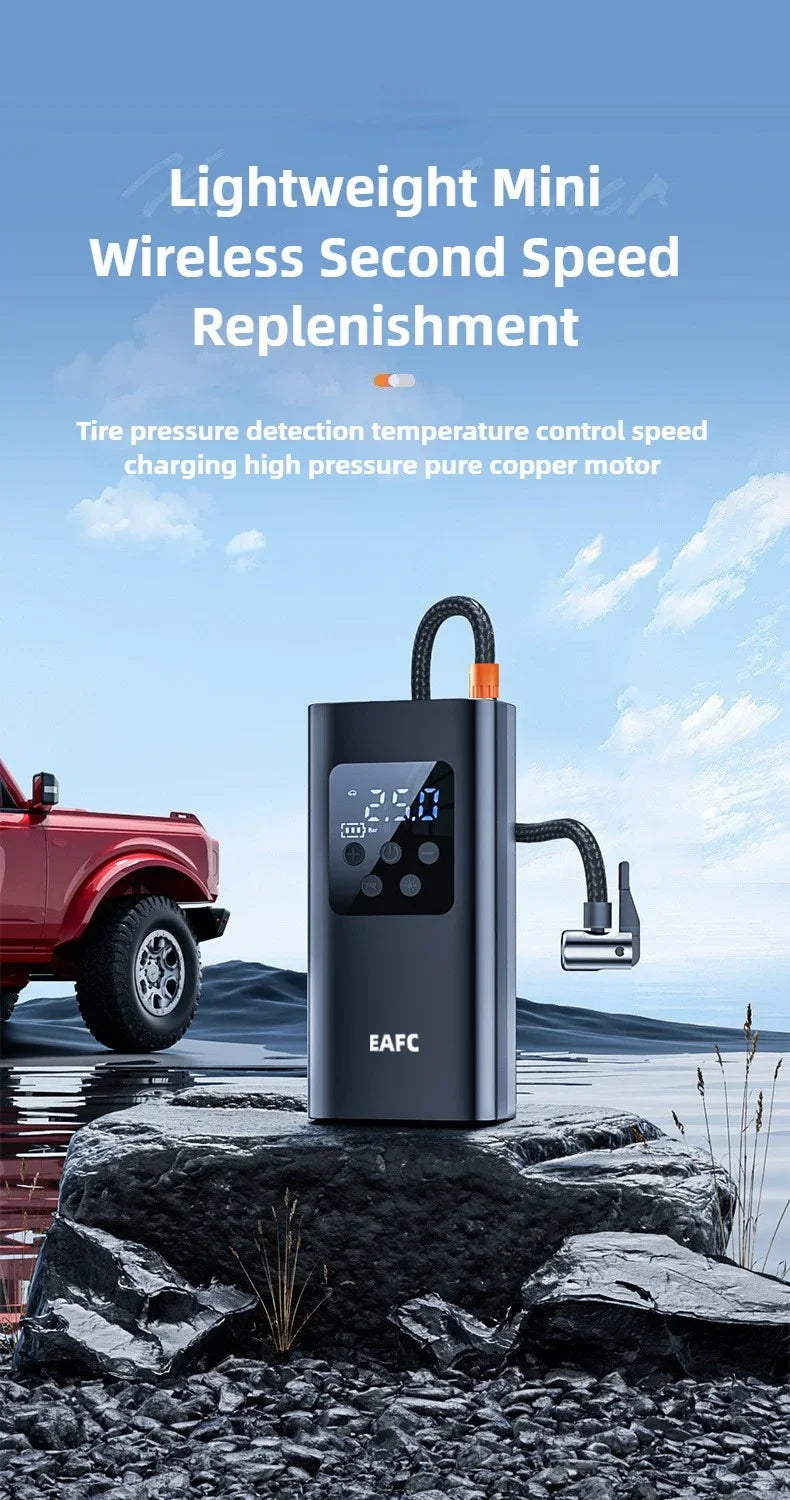 EAFC voiture sans fil pompe à Air compresseur d'air pneu boule gonfleur lumière LED Mini pneu gonfleur électrique pour voiture motos balles Planète Rando
