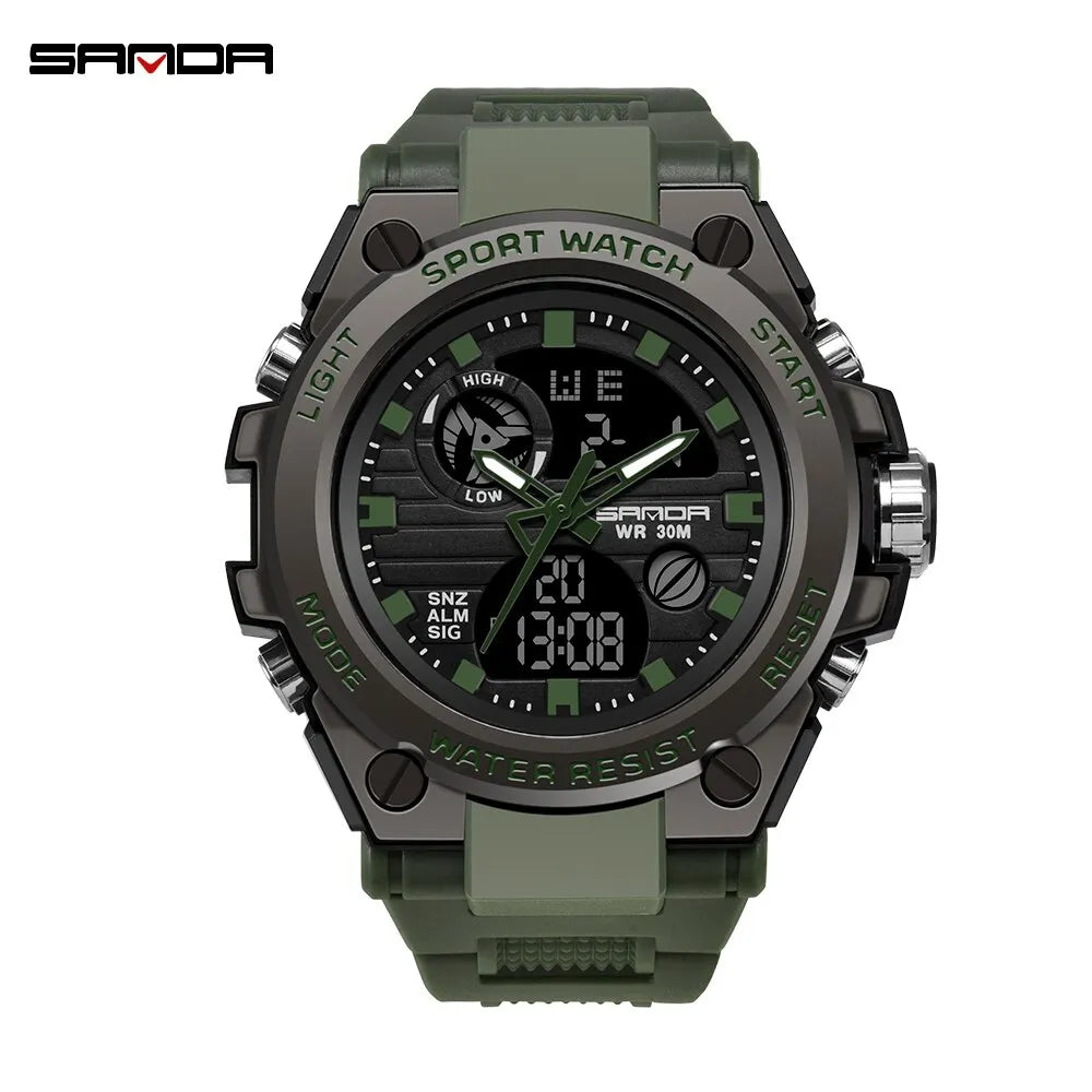 SANDA-Montre-bracelet de sport étanche pour homme, haut de gamme, montres de luxe pour homme, militaire, montre de l'armée, affichage des touristes SANDA