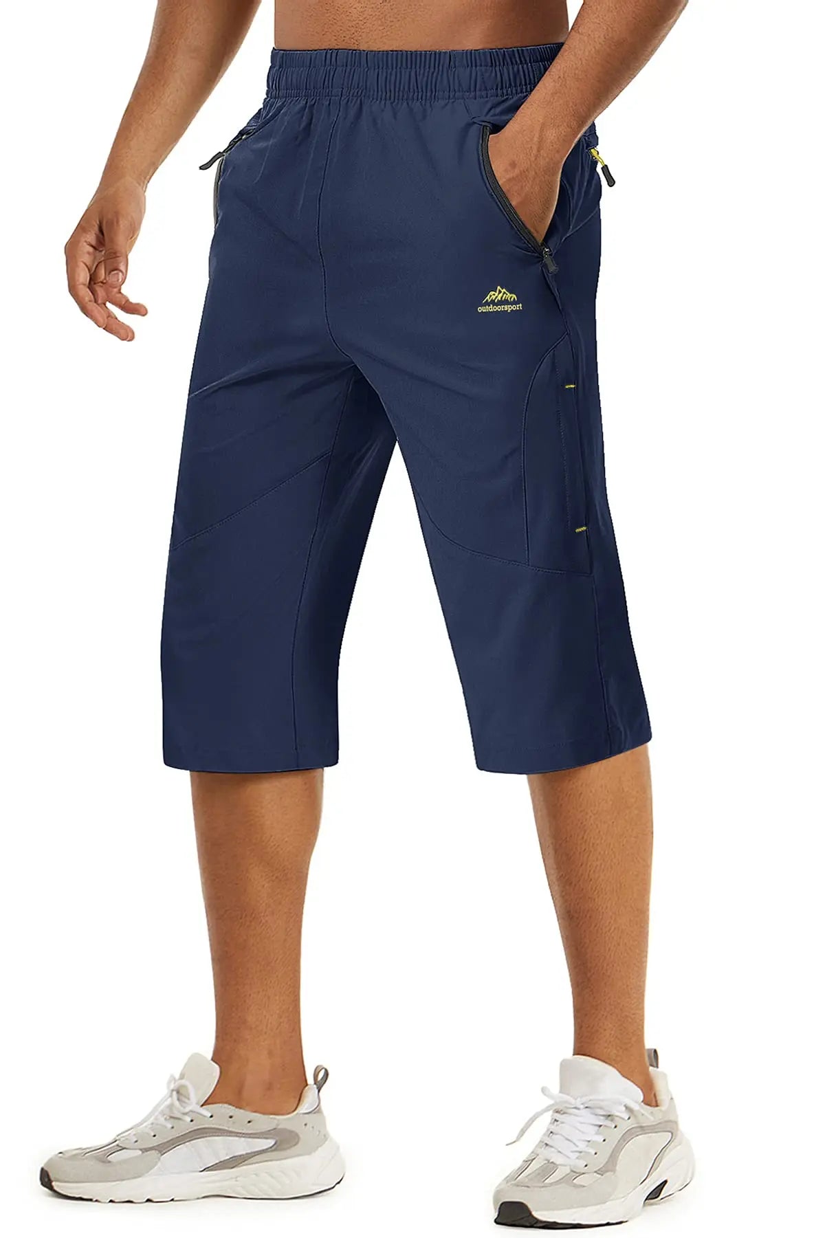 TACVASEN-Short capri d'été pour homme, vêtement long à séchage rapide, pour randonnée, camping, montagne, travail, poche zippée, pêche en plein air, 3/4 Planète Rando