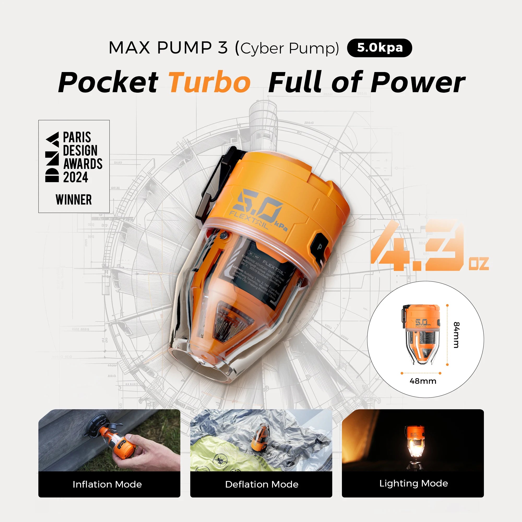 FLEXTAIL MAX PUMP 3 - Pompe à air électrique, pompe de camping portable avec lumière ambiante à 3 niveaux pour lit pneumatique, matelas de couchage, sac sous vide Planète Rando