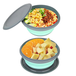 Boîte à déjeuner pliante, ensembles de bols en Silicone 3 pièces/ensemble, récipient alimentaire, ensemble de vaisselle, bol à salade pliable avec couvercle Portable Planète Rando