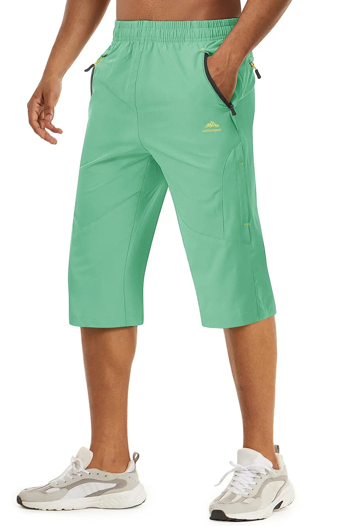 TACVASEN-Short capri d'été pour homme, vêtement long à séchage rapide, pour randonnée, camping, montagne, travail, poche zippée, pêche en plein air, 3/4 Planète Rando