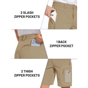 TACVASEN Short cargo d'été à 5 poches zippées, séchage rapide, pour homme, short de pêche, extensible, pour la randonnée en plein air, short de travail en nylon, léger Planète Rando
