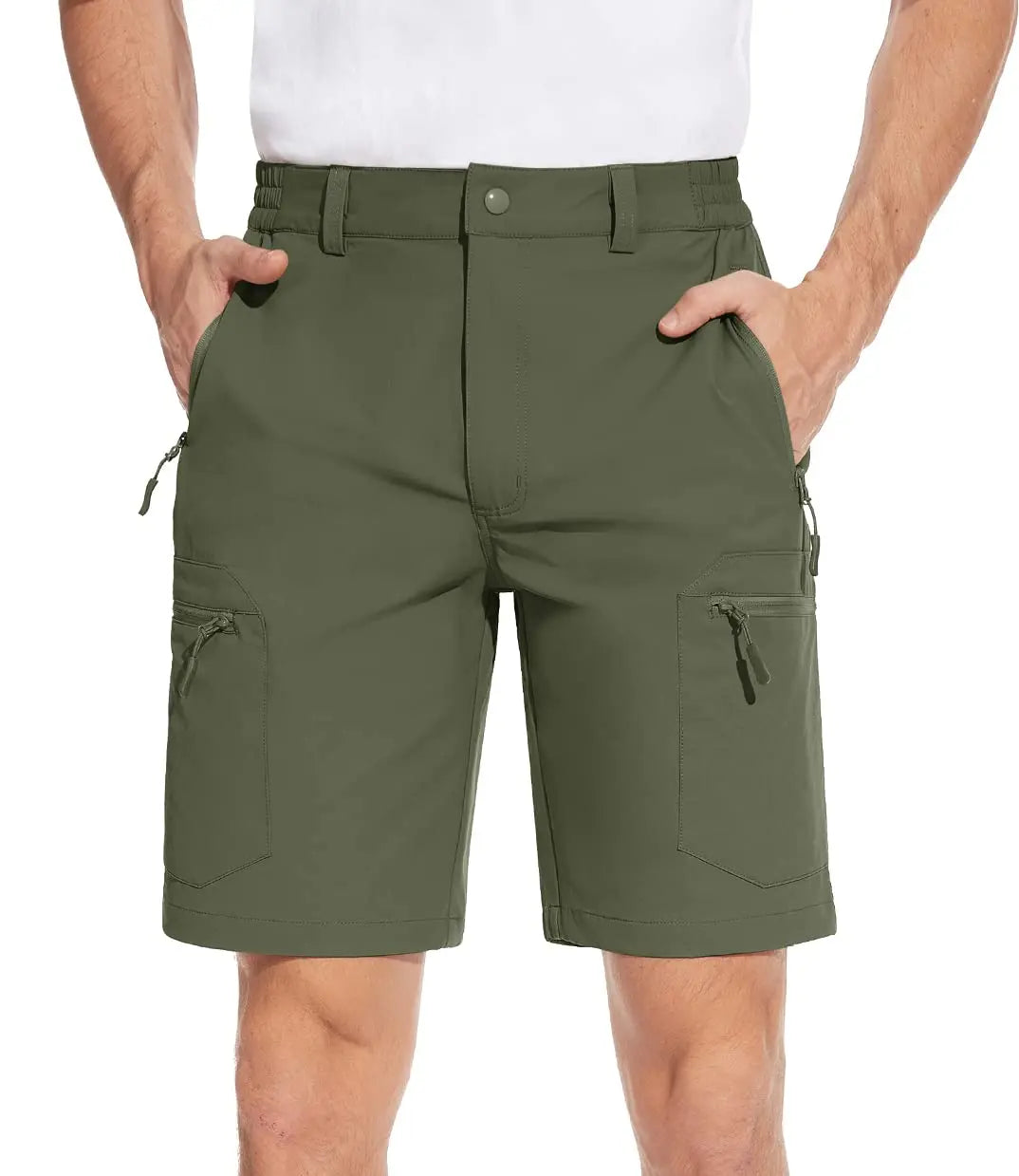 TACVASEN Short cargo d'été à 5 poches zippées, séchage rapide, pour homme, short de pêche, extensible, pour la randonnée en plein air, short de travail en nylon, léger Planète Rando