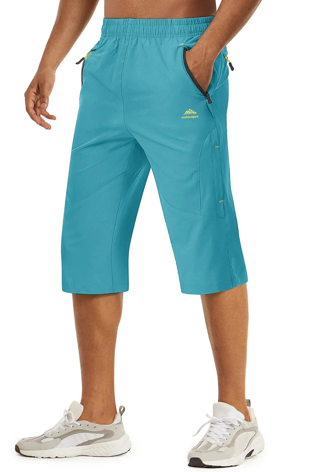 TACVASEN-Short capri d'été pour homme, vêtement long à séchage rapide, pour randonnée, camping, montagne, travail, poche zippée, pêche en plein air, 3/4 Planète Rando