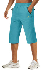 TACVASEN-Short capri d'été pour homme, vêtement long à séchage rapide, pour randonnée, camping, montagne, travail, poche zippée, pêche en plein air, 3/4 Planète Rando
