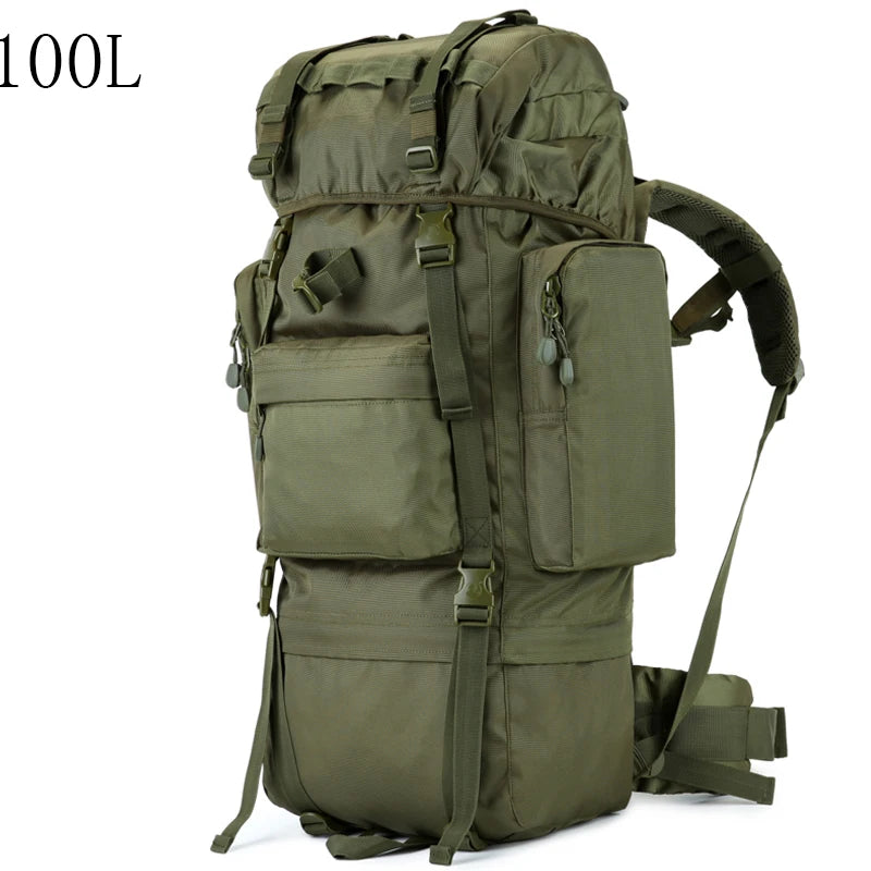 Sac à dos tactique avec housse de pluie 100L résistant 900D "L&Q Army - BL023"