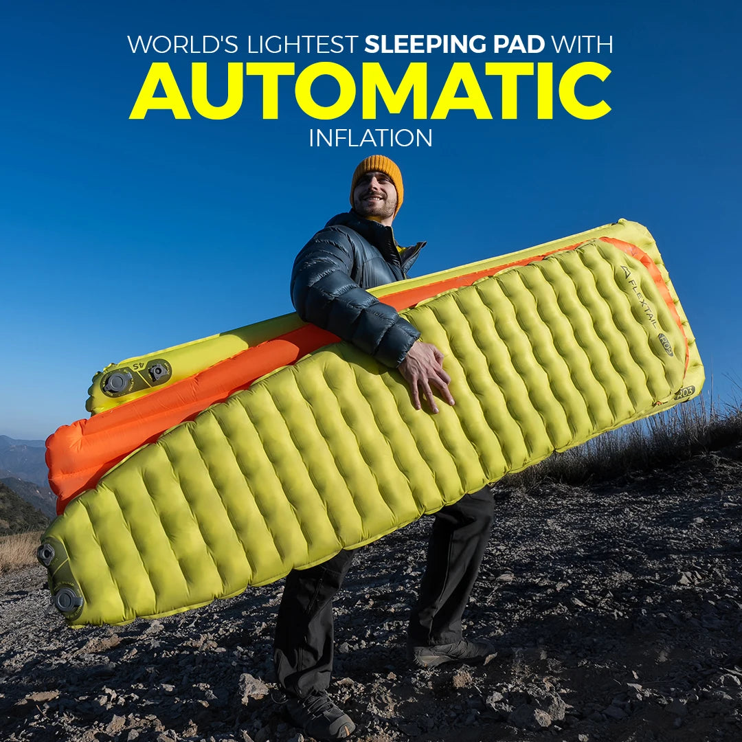 Matelas gonflable ultraléger avec pompe intégrée R-Value 9.4 confort -35°C "FLEXTAILGEAR - TINY Sleeping pad R09"