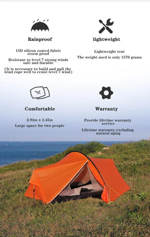 3F UL GEAR SHELL 2 personnes tente extérieure Camping tente randonnée ultraléger parasol coupe-vent cabine tente Planète Rando