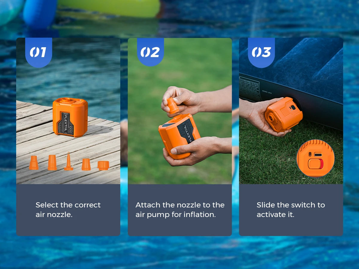 FLEXTAIL EVO PUMP 3 - 1000L/min pompe à Air électrique à haut débit d'air pompe de Camping à remplissage rapide pour lit d'air matelas piscine flotteurs bateaux Planète Rando