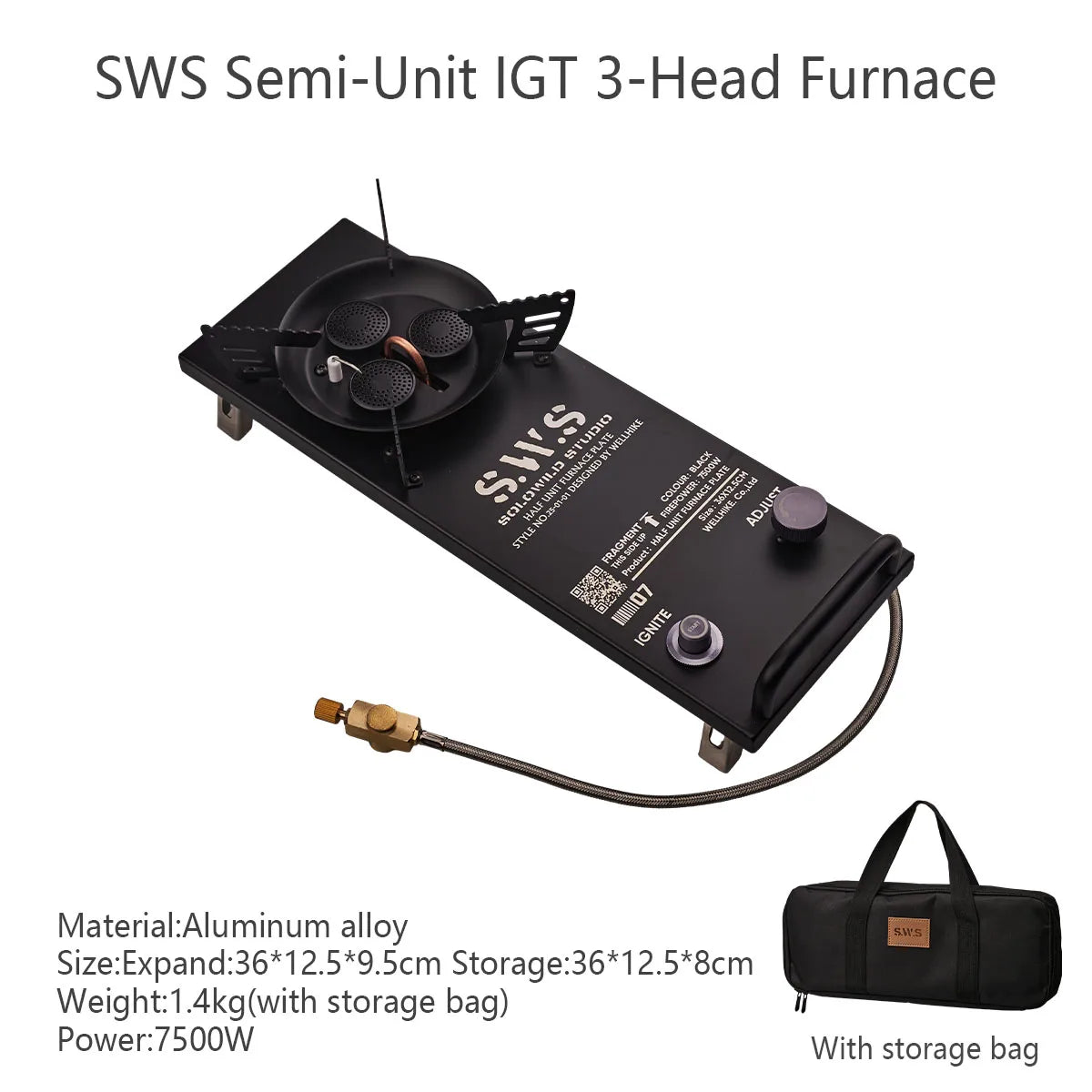 Réchaud de camping multifonctionnel pour table IGT à trois brûleurs 7500W "WELLHIKE - SWS IGNITE07"