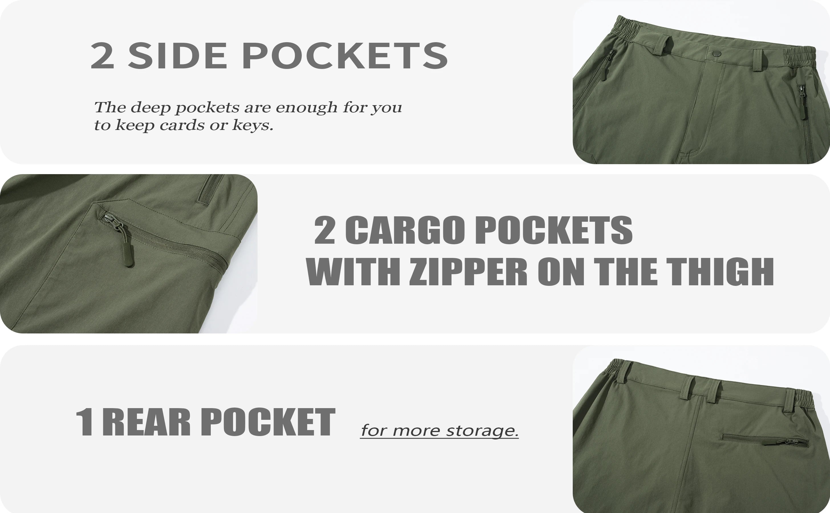 TACVASEN Short cargo d'été à 5 poches zippées, séchage rapide, pour homme, short de pêche, extensible, pour la randonnée en plein air, short de travail en nylon, léger Planète Rando