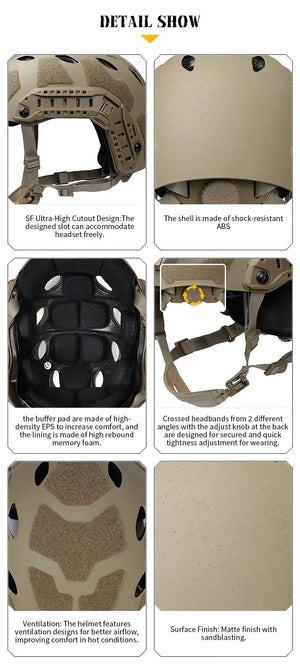 Emersongear – casque tactique rapide SF Ultra haut, pour entraînement de la tête, protection ABS, couvre-chef de chasse et de cyclisme Airsoft Planète Rando