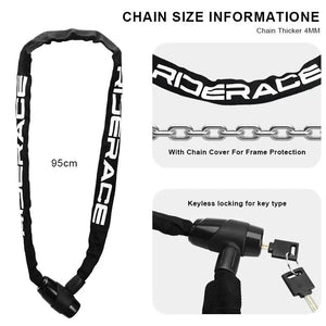 Antivol de vélo haute sécurité à chaine avec 2 clés "RIDERACE - Chain lock" - Planète Rando