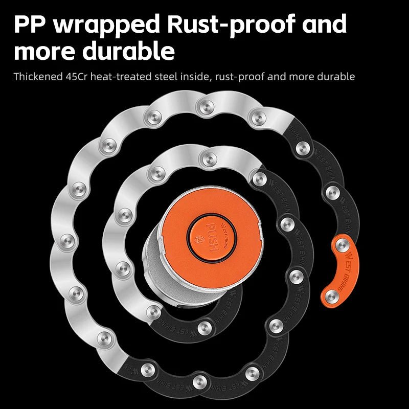 Antivol de vélo pliable à combinaison pour vélo électrique, VTC, VTT et gravel "WEST BIKING - PFL003" - Planète Rando