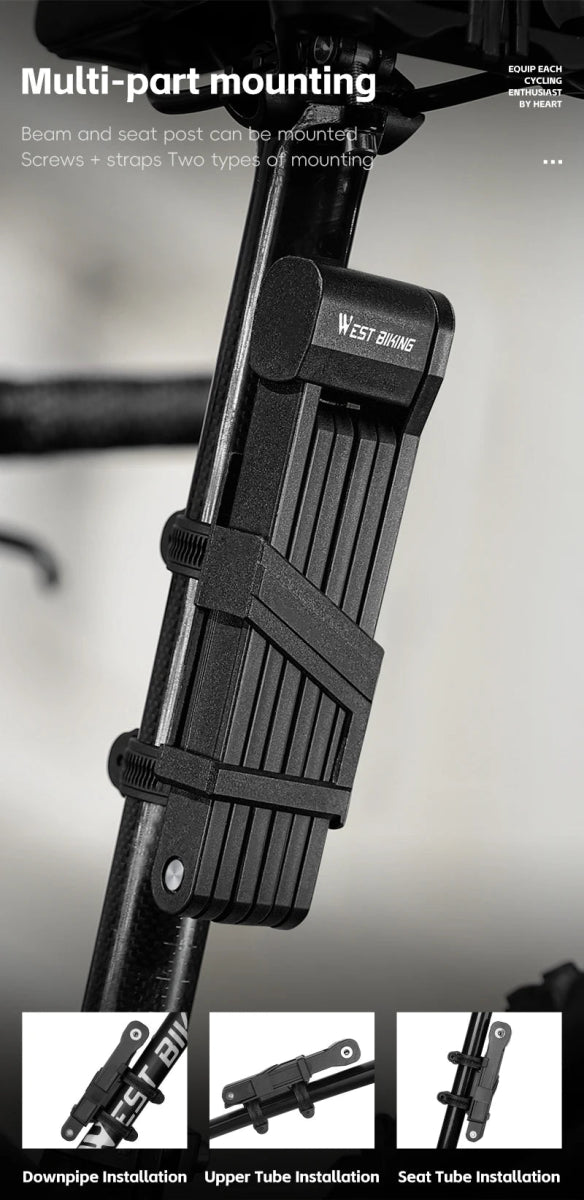 Antivol pliable de 87 cm en acier allié haute sécurité pour VTT, vélo de route, vélo électrique "WEST BIKING - PFL002" - Planète Rando