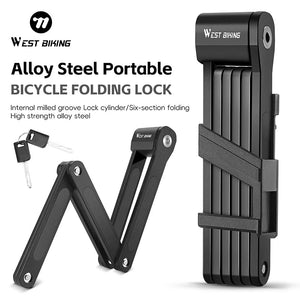 Antivol pliable de 87 cm en acier allié haute sécurité pour VTT, vélo de route, vélo électrique "WEST BIKING - PFL002" - Planète Rando