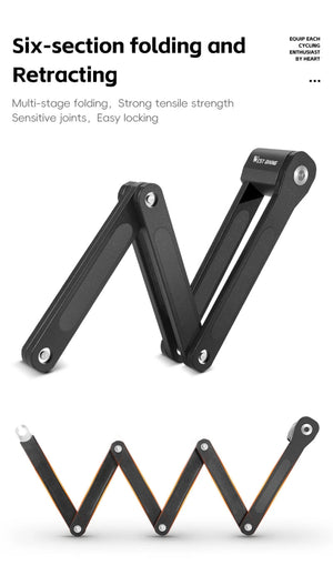 Antivol pliable de 87 cm en acier allié haute sécurité pour VTT, vélo de route, vélo électrique "WEST BIKING - PFL002" - Planète Rando