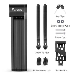 Antivol pliable de 87 cm en acier allié haute sécurité pour VTT, vélo de route, vélo électrique "WEST BIKING - PFL002" - Planète Rando