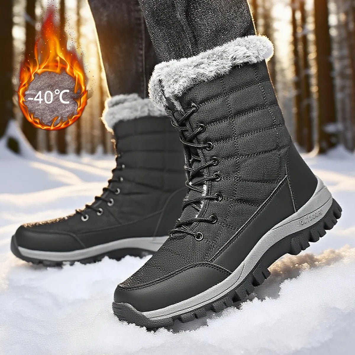 Après - ski / bottines d'hiver imperméables avec doublure polaire pour homme "PUAMSS - G1081" - Planète Rando