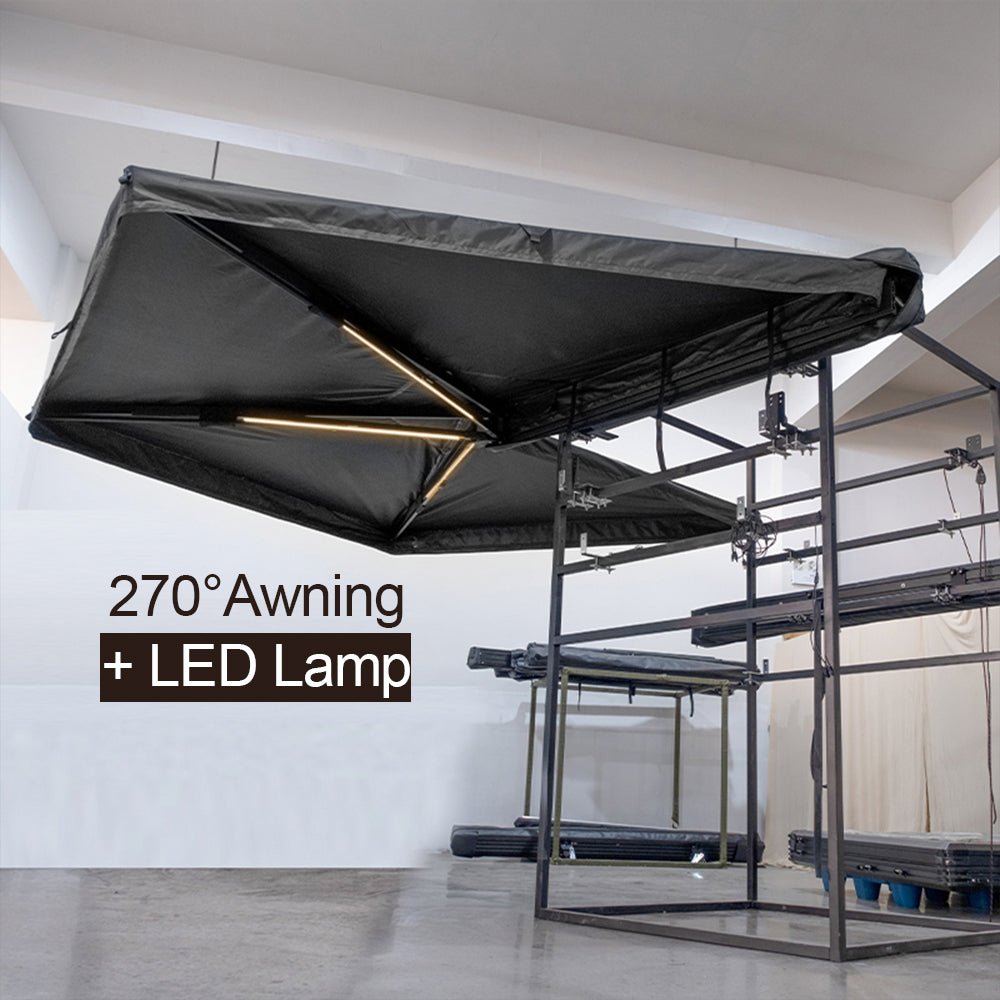 Auvent 270° pour voiture, SUV, 4x4 ou van en tissu oxford 600D résistant & imperméable anti - UV “Planète Rando – Aurora 270” - Planète Rando
