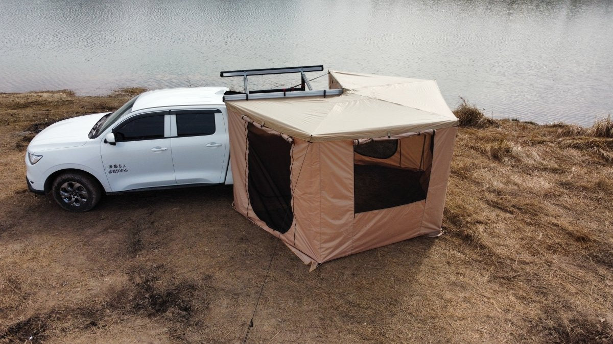 Auvent 270° pour voiture, SUV, 4x4 ou van en tissu oxford 600D résistant & imperméable anti - UV “Planète Rando – Aurora 270” - Planète Rando