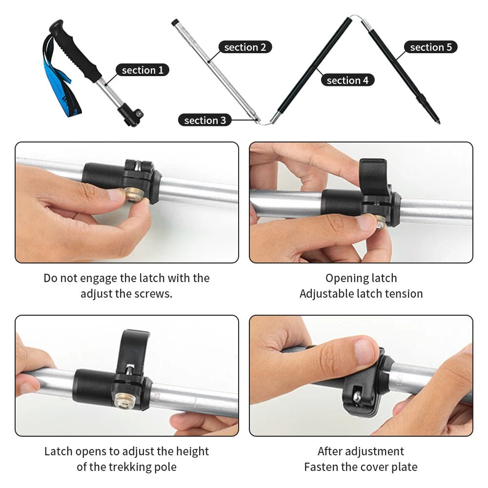 Bâton de randonnée ultraléger et pliable en alliage d'aluminium 275g "Naturehike - ST09 Walking Sticks" - Planète Rando