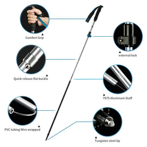 Bâton de randonnée ultraléger et pliable en alliage d'aluminium 275g "Naturehike - ST09 Walking Sticks" - Planète Rando