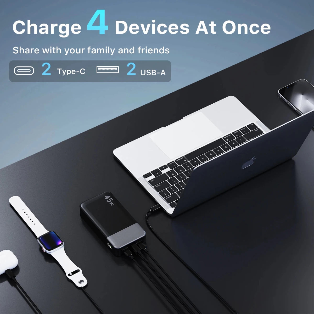 Batterie externe de 20 000 mAh, charge rapide 45 W avec affichage LED "NOBIS - N4520" - Planète Rando