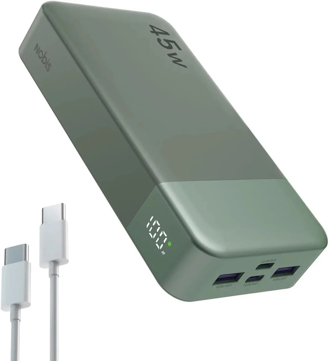 Batterie externe de 20 000 mAh, charge rapide 45 W avec affichage LED "NOBIS - N4520" - Planète Rando