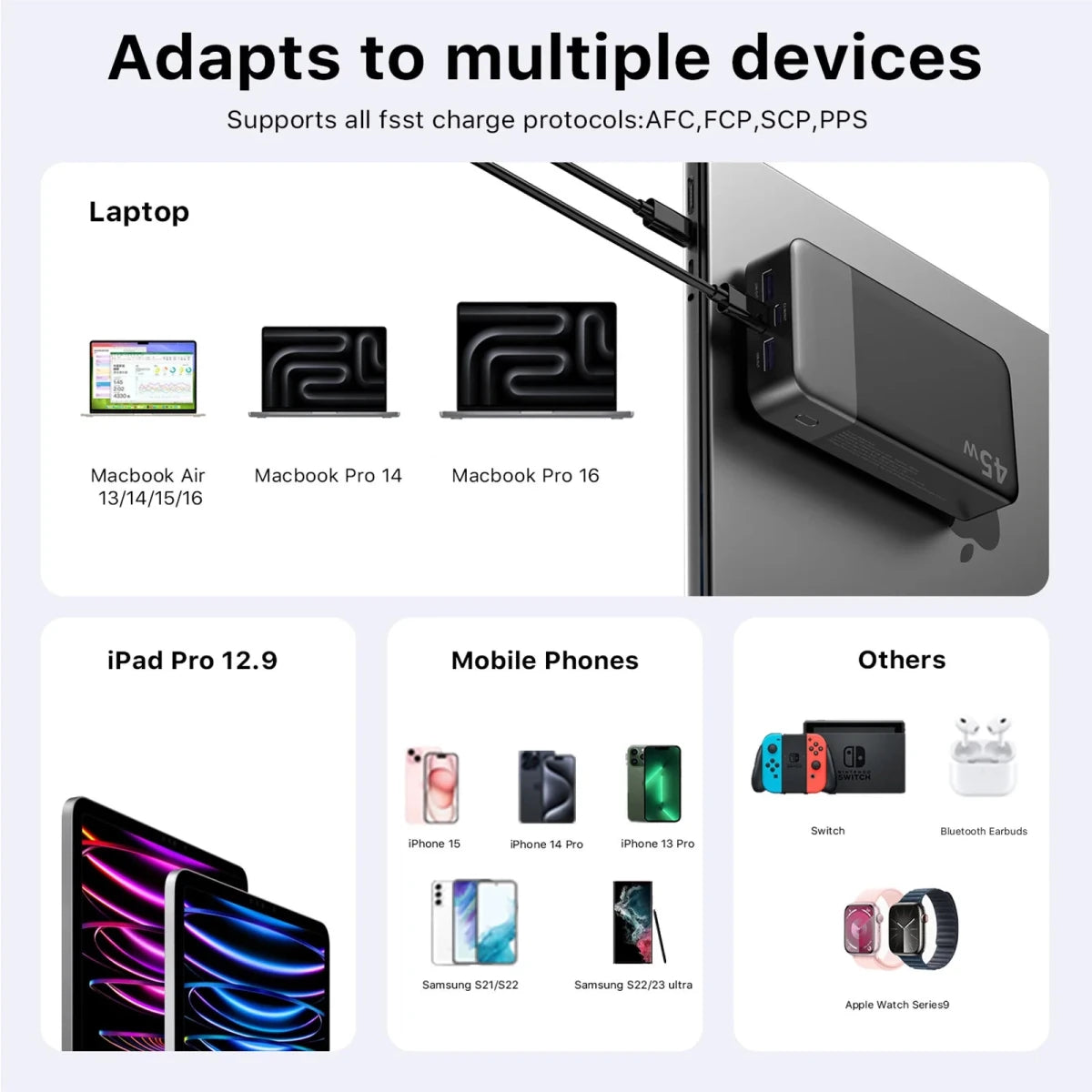 Batterie externe de 20 000 mAh, charge rapide 45 W avec affichage LED "NOBIS - N4520" - Planète Rando