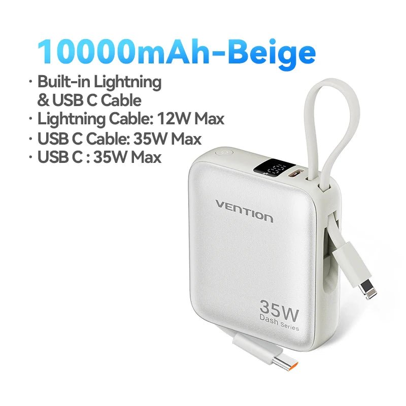 Batterie externe / powerbank 10 000 mAh à charge rapide PD35 W "Vention - Dash series" - Planète Rando