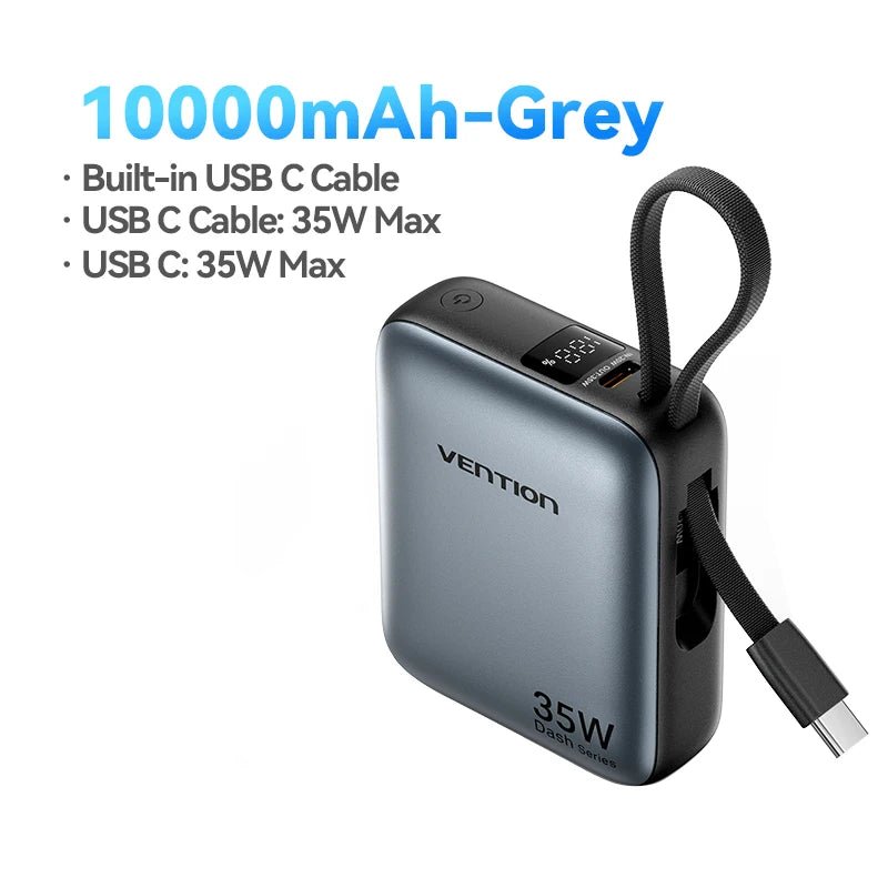 Batterie externe / powerbank 10 000 mAh à charge rapide PD35 W "Vention - Dash series" - Planète Rando